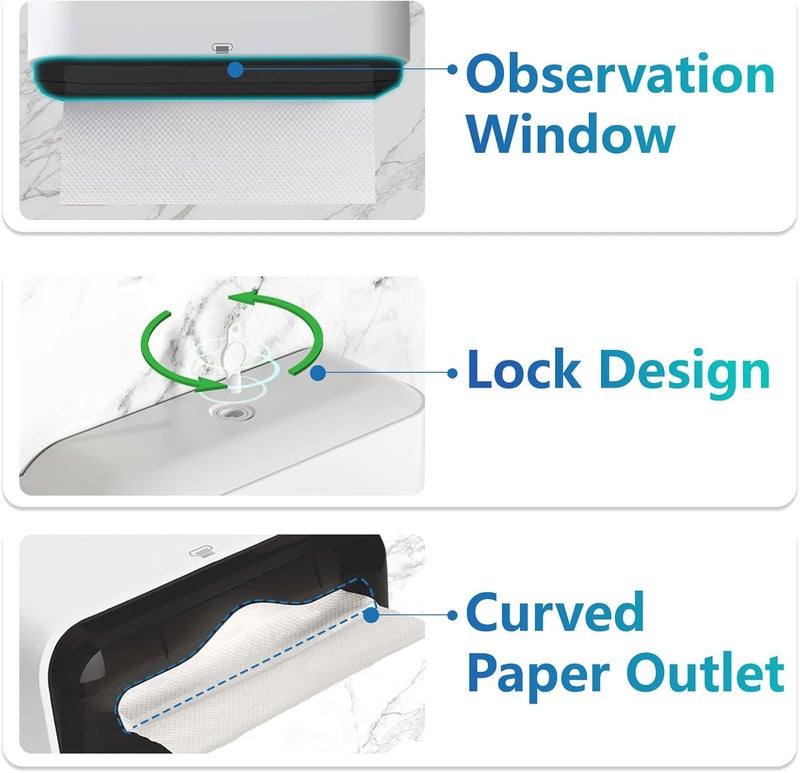 pollock Commercial Paper Towel Dispenser Holder Wall Mount, Multi-fold Trifold C Fold Hand Towel Dispenser, Bathroom Paper Towel Dispenser, Toilet Paper Napkin Holder - Image 3